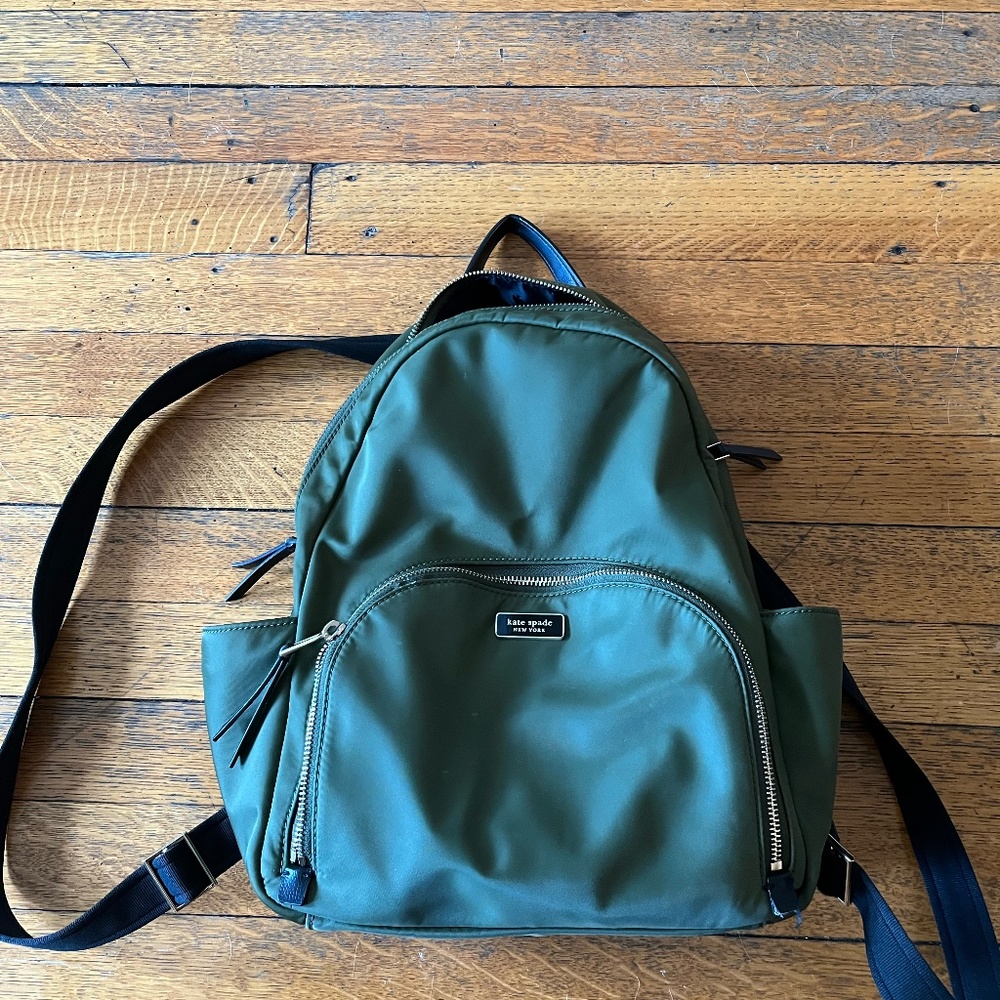 LIKE NEW Kate spade green nylon backpack, barely used